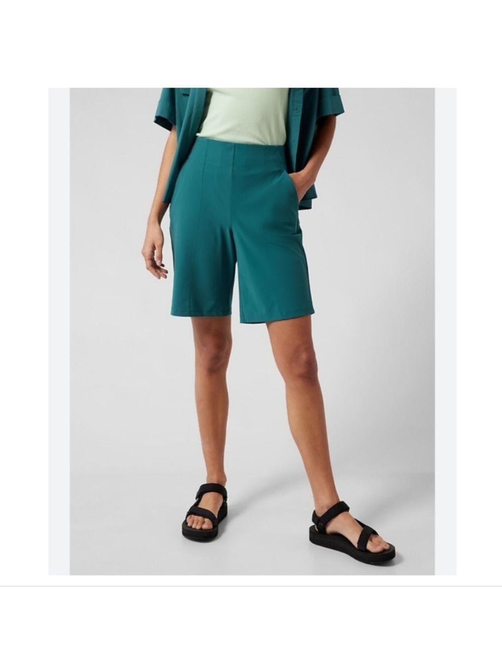 Women's Athleta Teal Cosmic Bermuda Shorts, New Size 2